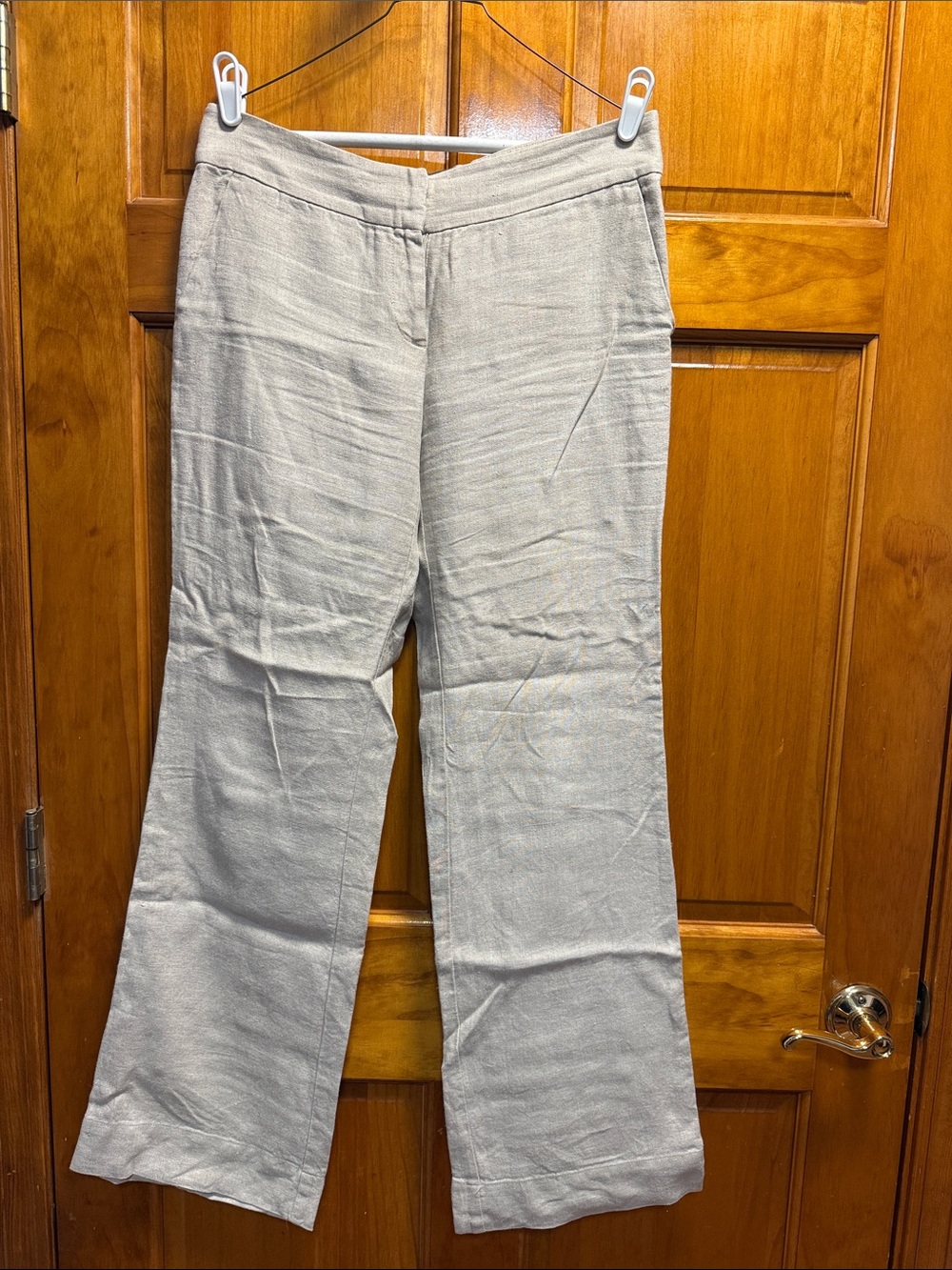 LOFT Light Beige Wide-Leg Linen-Blend Jeans